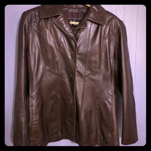Wilson’s fitted brown leather jacket